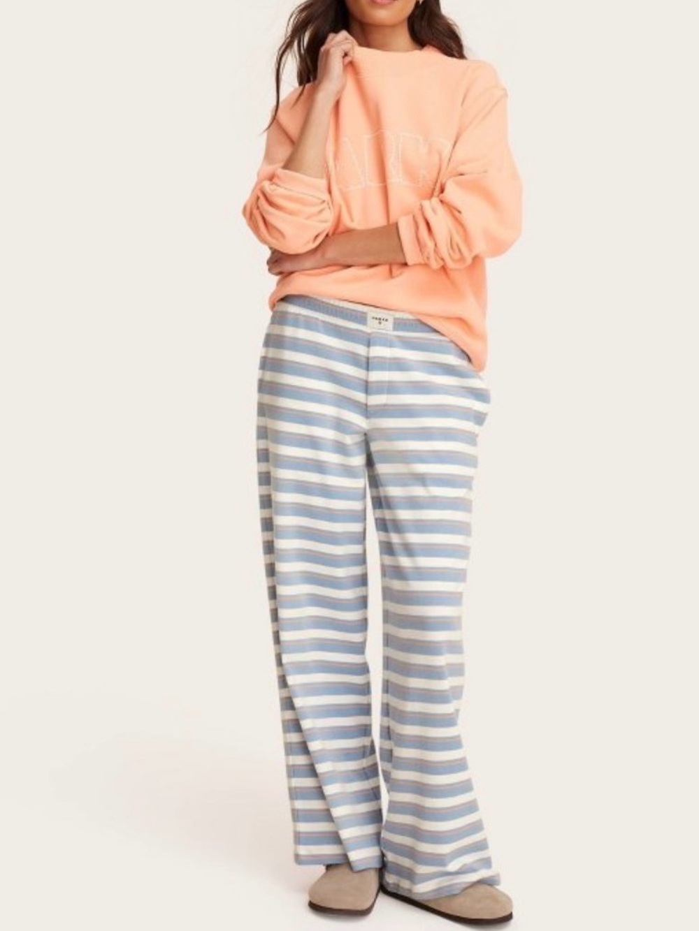 Parke x Target high rise boxers knit pants light blue/orange stripes